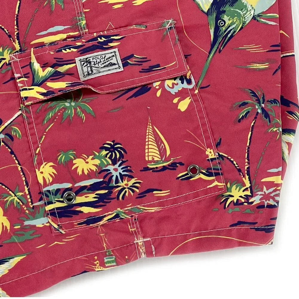 POLO RALPH LAUREN Swim Trunk Men Short Floral Fish Hawaiian Board 2X 2XB XXL 2XL